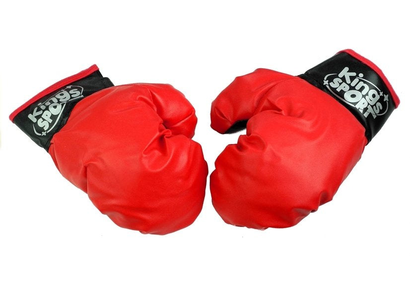 Boxerský set s rukavicemi a hruškou na stojanu černo červený