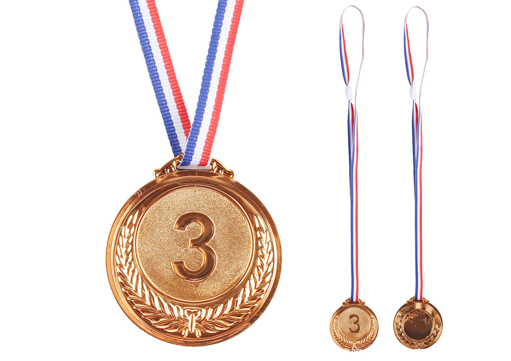 Bronzový medal třetí místo trofej zinkový 6,5cm hnědý
