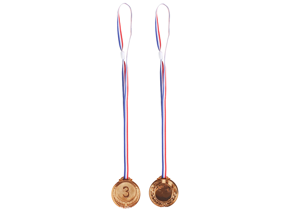 Bronzový medal třetí místo trofej zinkový 6,5cm hnědý