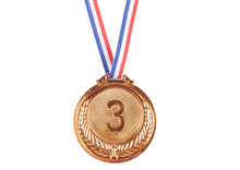 Bronzový medal třetí místo trofej zinkový 6,5cm hnědý