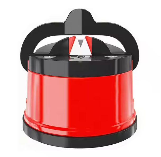 Brousek na nože a nůžky – s přísavkou a páčkou | červený