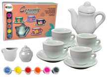 Čajová souprava k vymalování s barvami a štětcem DIY porcelán