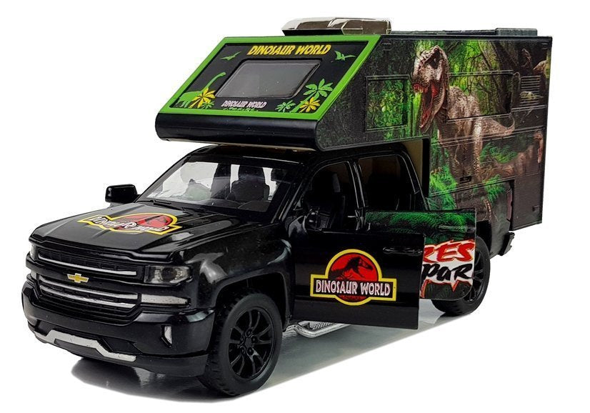 Camper s dinosaury 1:32 se světly a zvuky černý