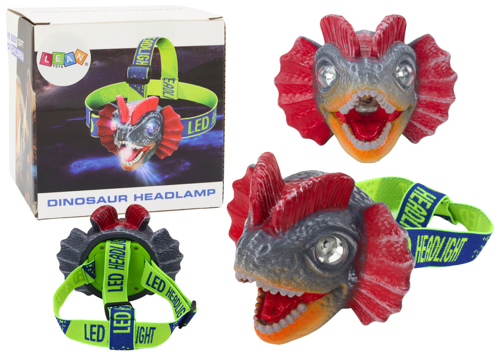 Čelová svítilna Dinosaurus – 3 LED s regulovatelným páskem