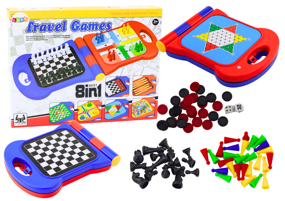 Cestovní hra 8v1 šachy dáma ludo tryktrak žebříky