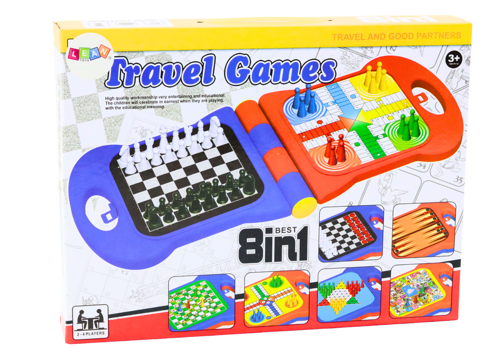 Cestovní hra 8v1 šachy dáma ludo tryktrak žebříky