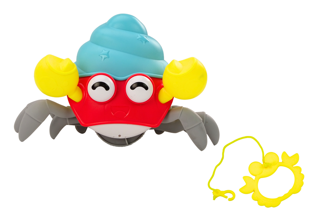 Chodící krab na natahování s provázkem barevný interaktivní
