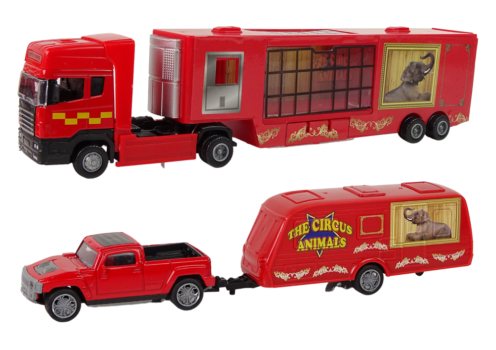 Cirkusový transportér zvířat – kamion pickup lev tygr