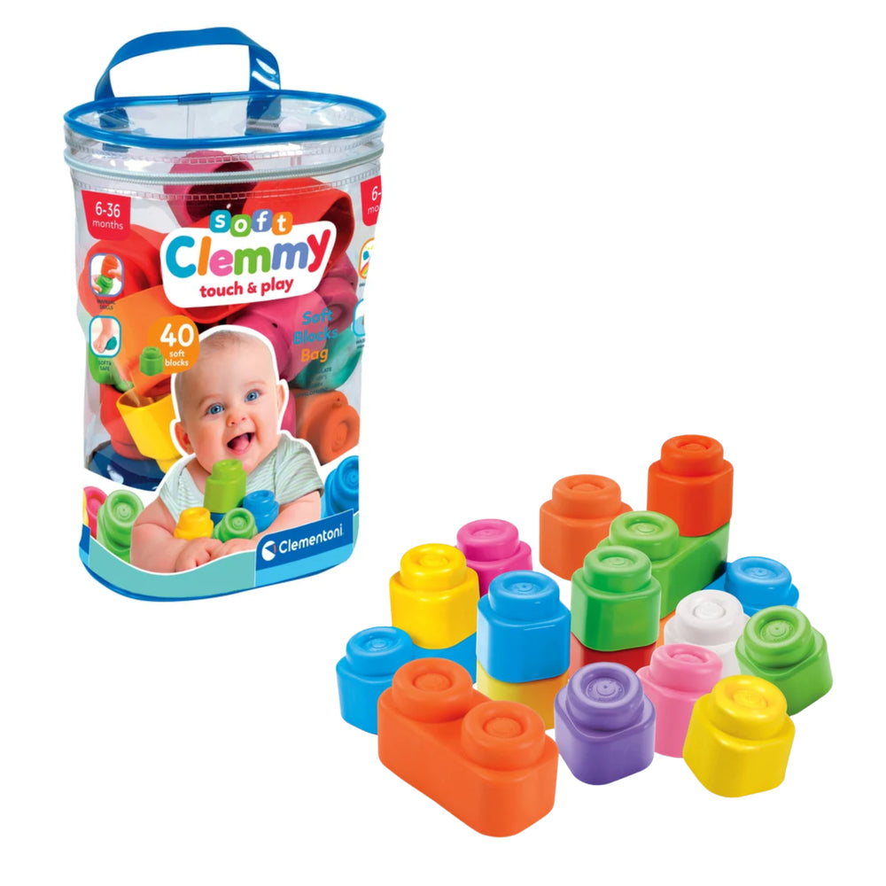 Clemmy měkké kostky barevné 40 ks v sáčku – Clementoni