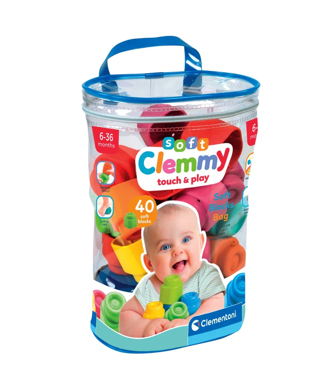 Clemmy měkké kostky barevné 40 ks v sáčku – Clementoni