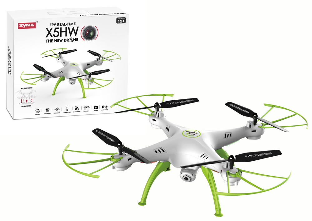 Dálkově ovládaný dron X5HW s kamerou a pilotem bílo zelený