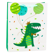 Dárková taška dinosaurus s balónky – 32x26x10cm bílo zelená