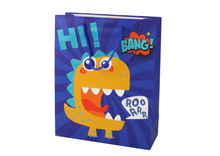Dárková taška dinosaurus s glitry – modrá 32x26x10cm