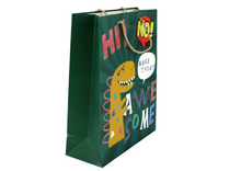 Dárková taška dinosaurus se třpytkami – 32x26x10cm | zelená
