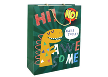 Dárková taška dinosaurus se třpytkami – 32x26x10cm | zelená