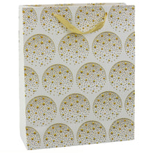 Dárková taška elegantní se zlatými hvězdičkami – bílá 32x26x12 cm