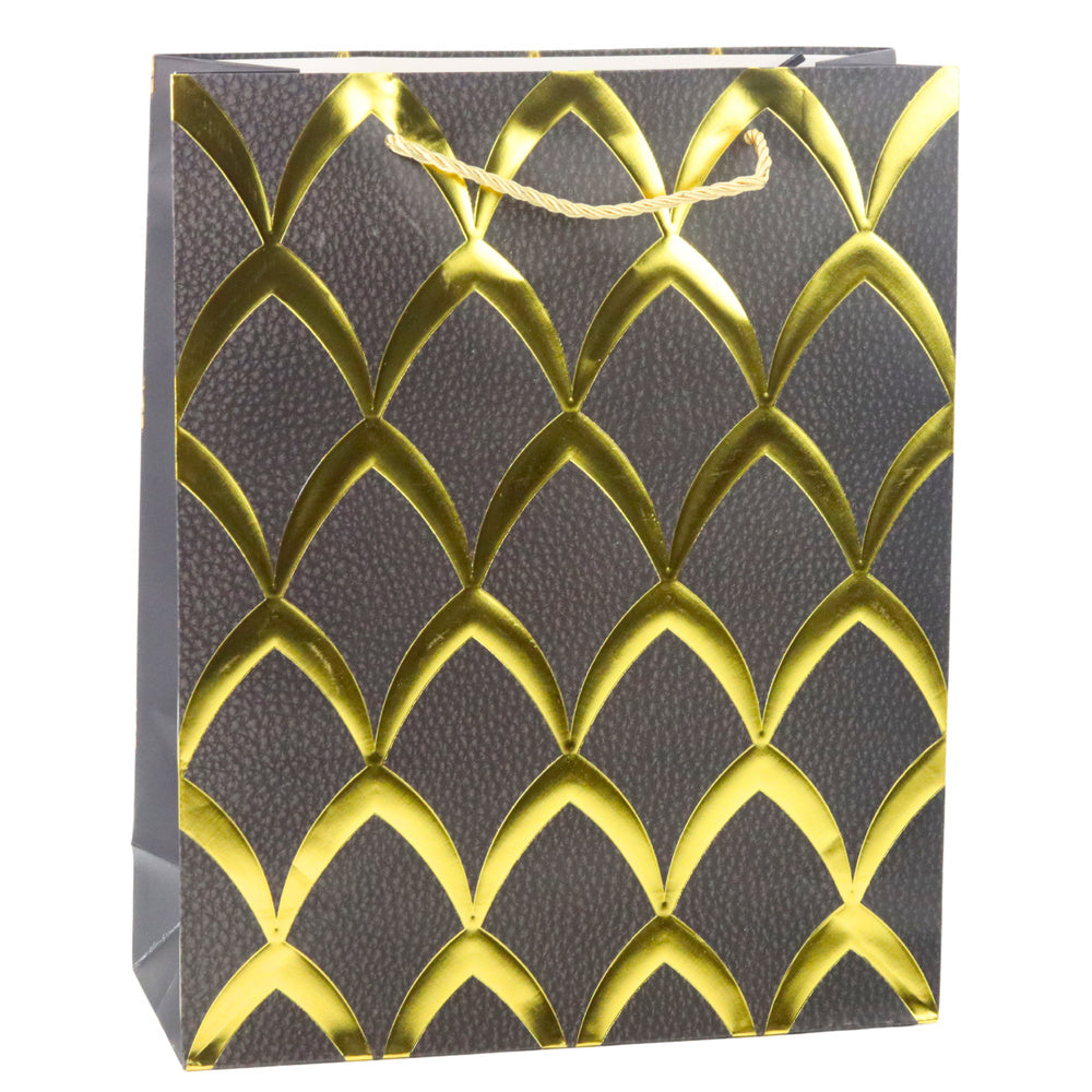 Dárková taška elegantní se zlatými zdobeními – 32x26x12 cm