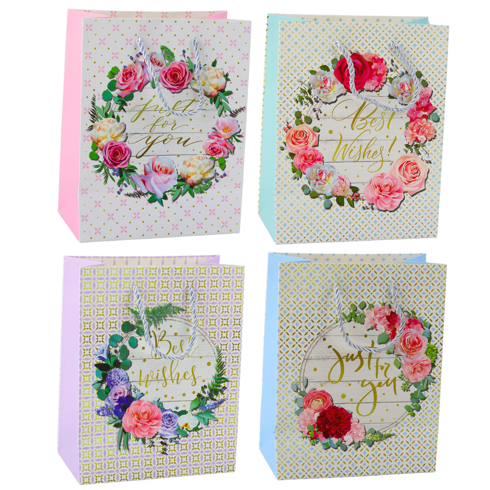 Dárková taška květinový vzor Best Wishes – 23x18x10,5 cm
