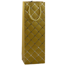 Dárková taška na láhev papírová – stříbrné prvky 35x12x9cm
