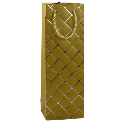 Dárková taška na láhev papírová – stříbrné prvky 35x12x9cm