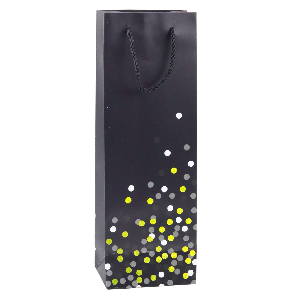 Dárková taška na láhev vína s puntíky – 36x12x9cm
