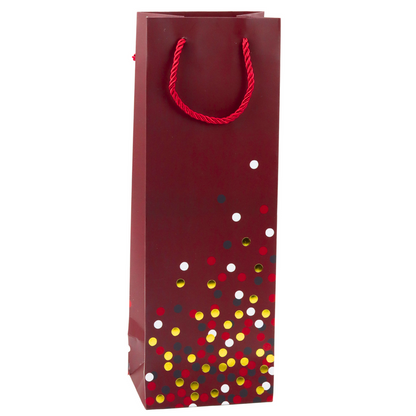 Dárková taška na láhev vína s puntíky – 36x12x9cm
