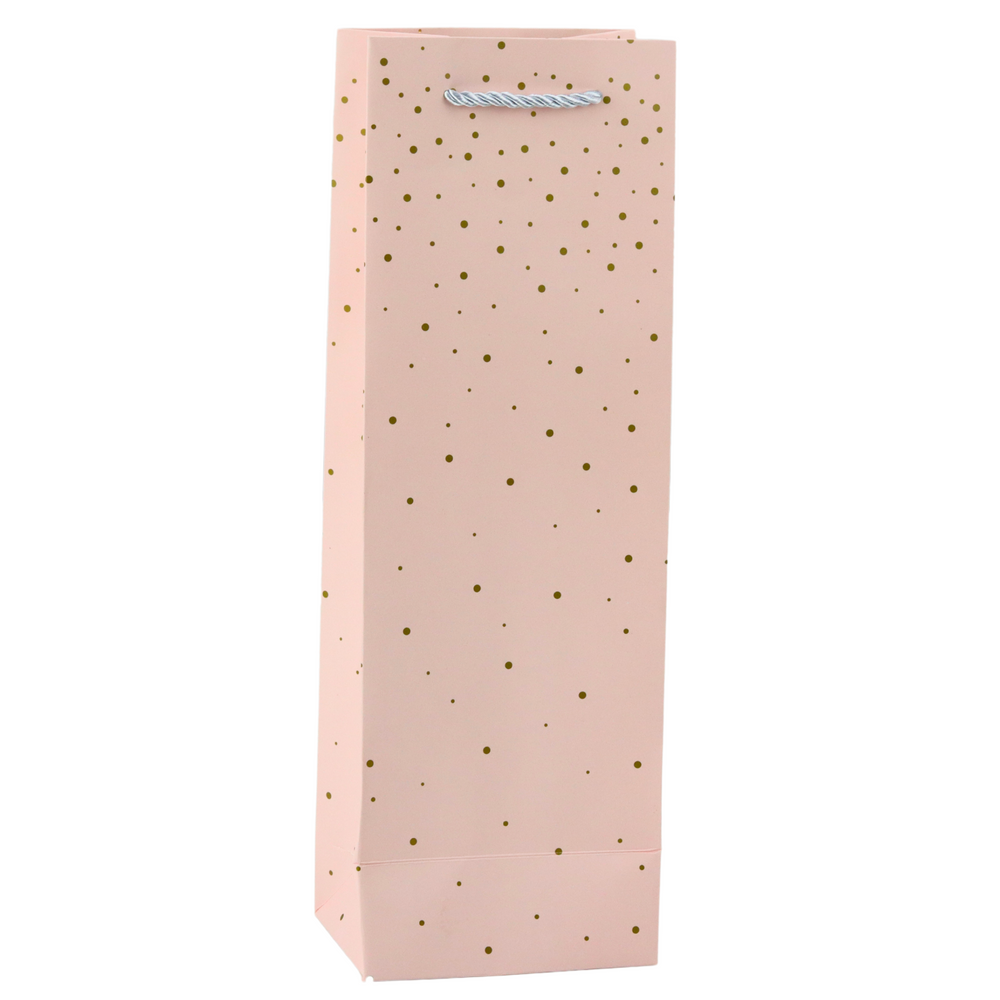 Dárková taška na víno papírová – zlaté tečky 35x12x9 cm