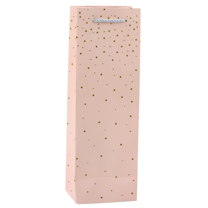 Dárková taška na víno papírová – zlaté tečky 35x12x9 cm