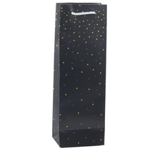Dárková taška na víno papírová – zlaté tečky 35x12x9 cm