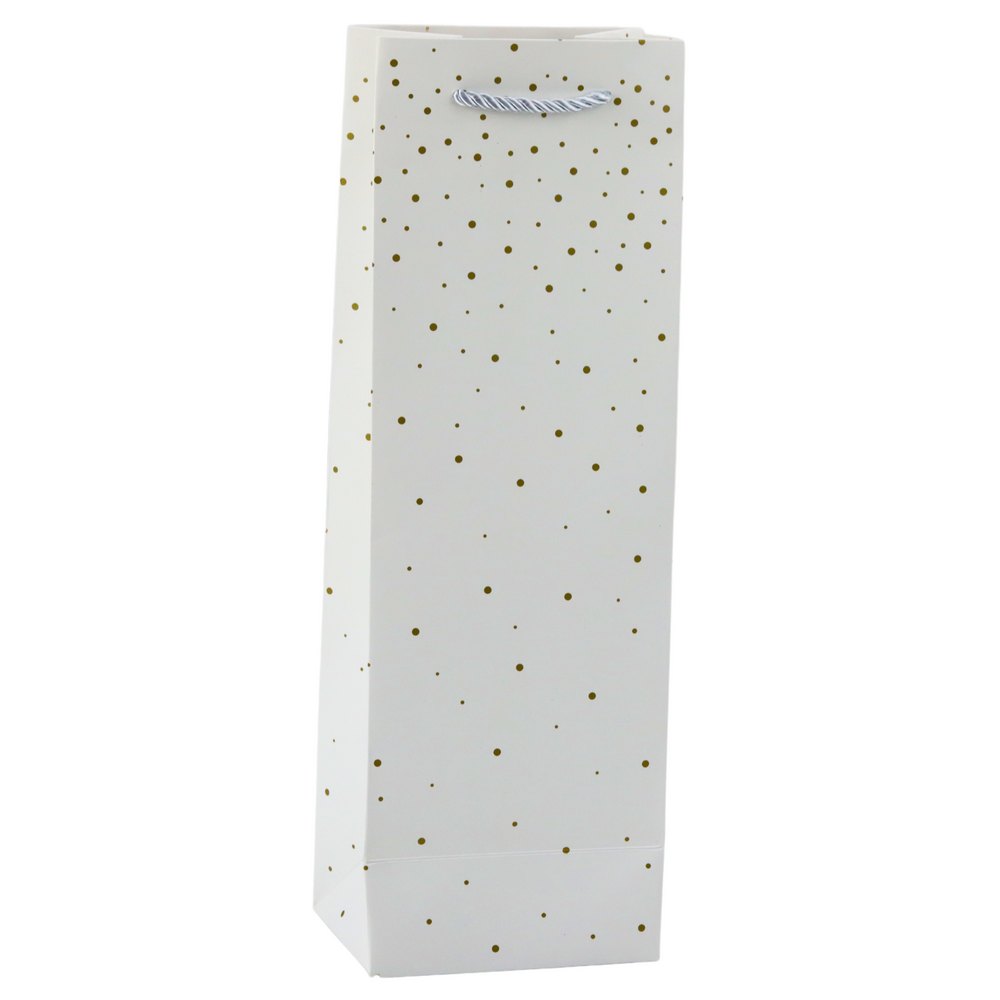 Dárková taška na víno papírová – zlaté tečky 35x12x9 cm