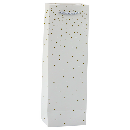 Dárková taška na víno papírová – zlaté tečky 35x12x9 cm