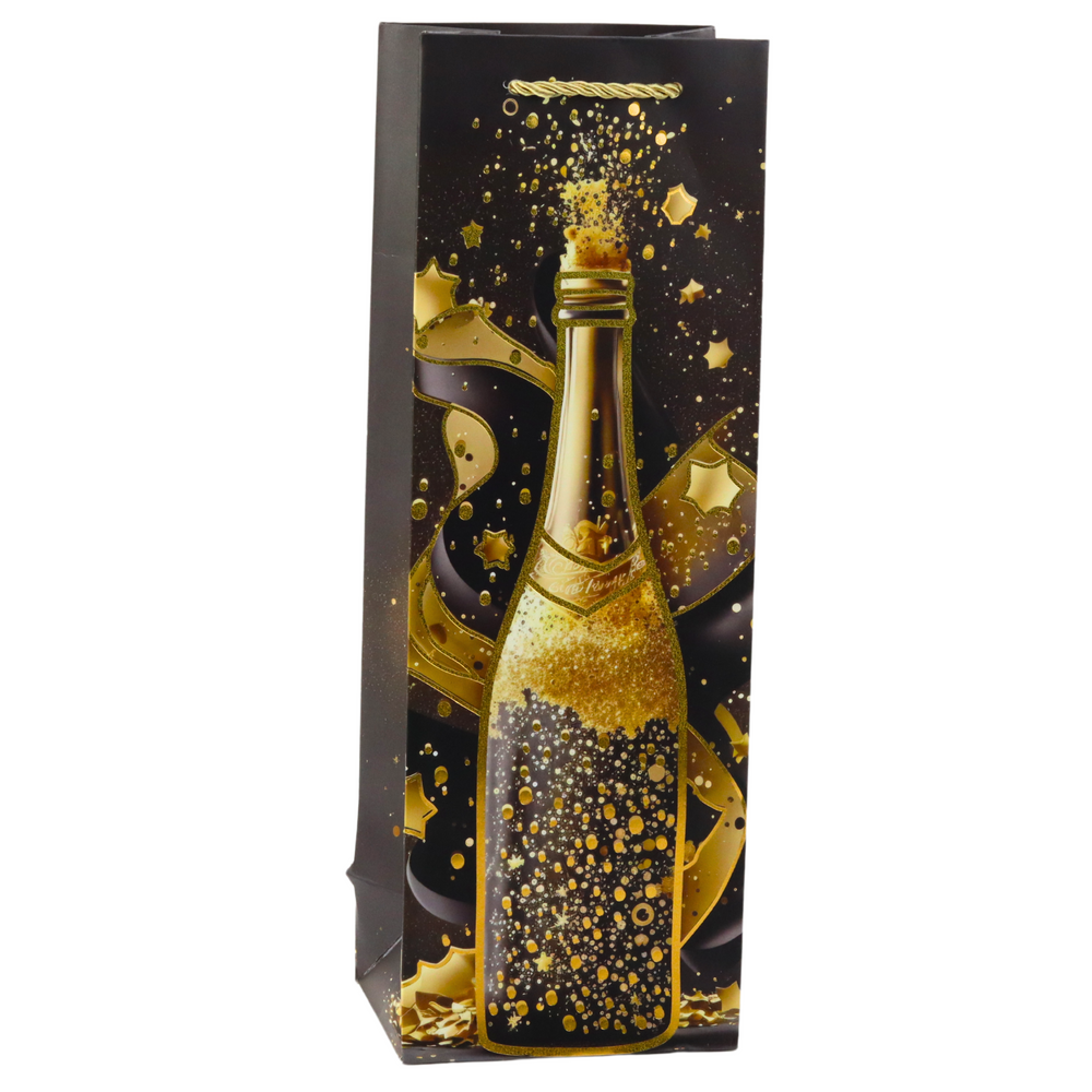 Dárková taška na víno zlatá 35x12x9 cm – papírová