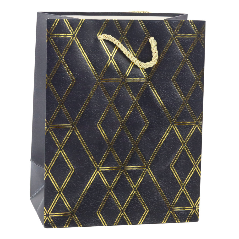 Dárková taška papírová elegantní – se zlatými vzory 23x18 cm