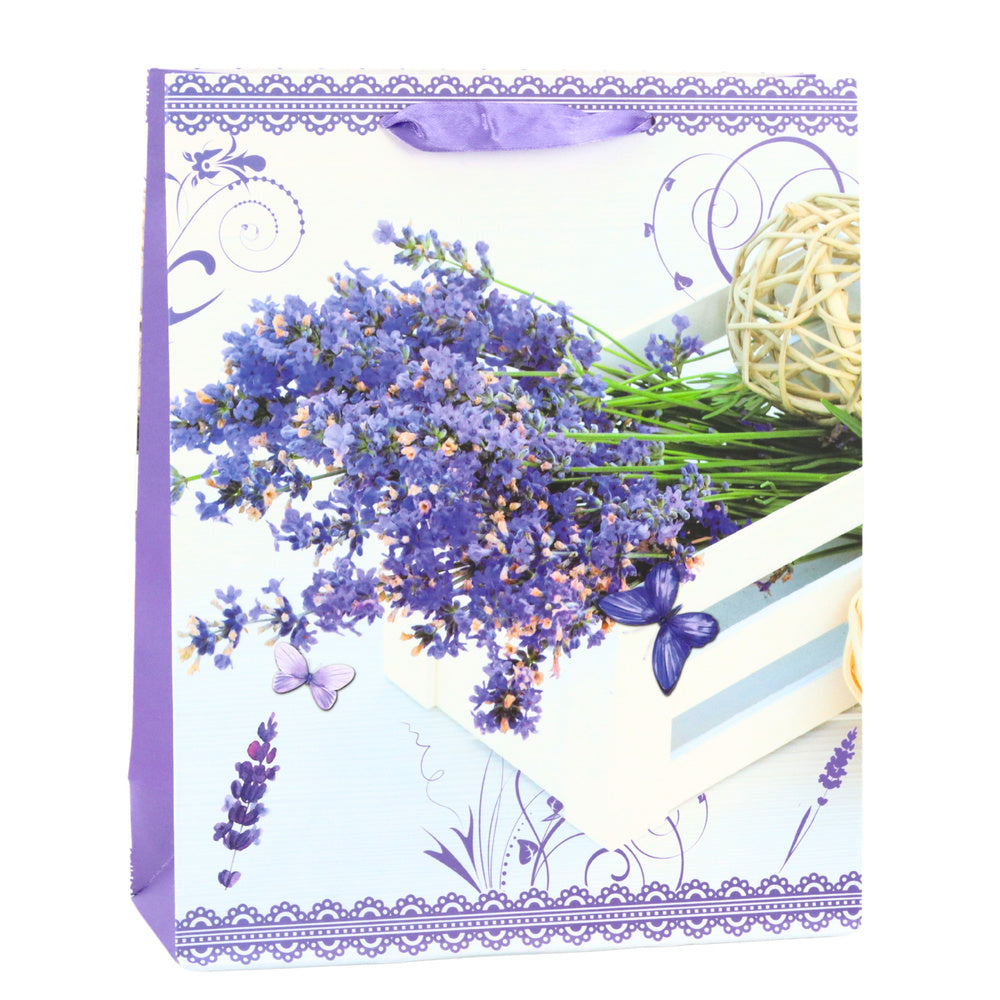 Dárková taška papírová levandule – 32x26x12 cm | fialová