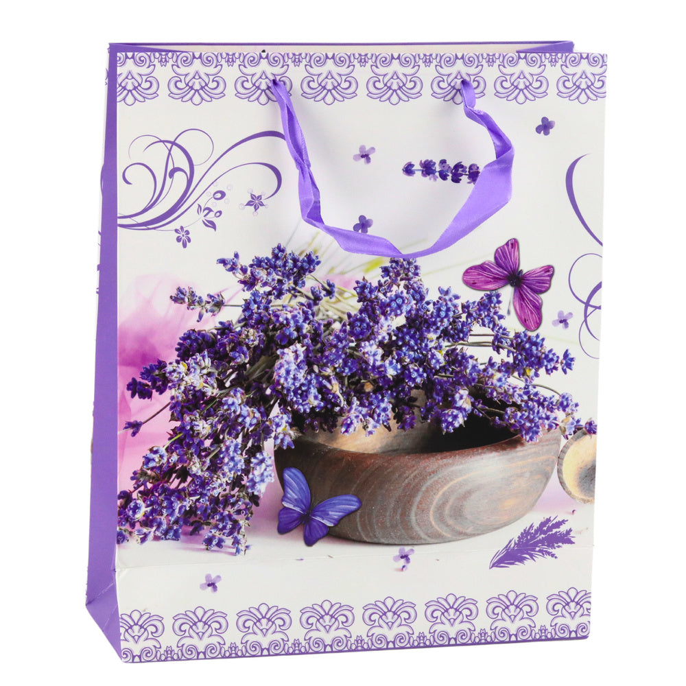 Dárková taška papírová levandule – 32x26x12 cm | fialová