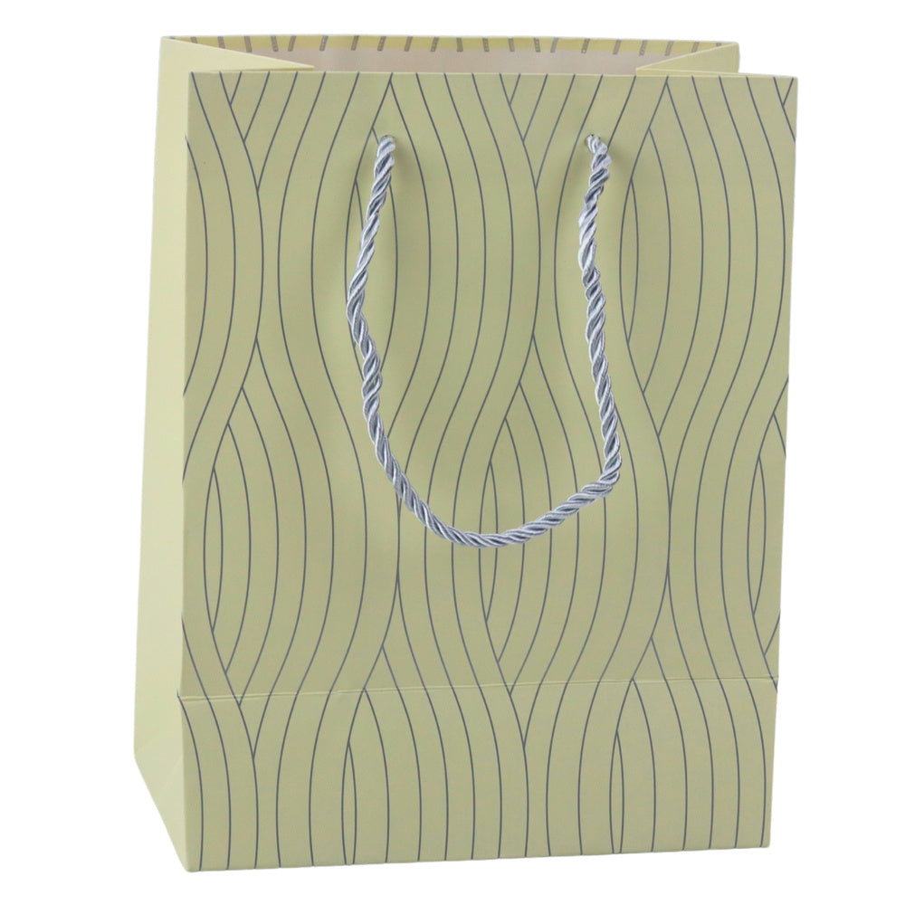 Dárková taška papírová stříbrná – vlnité linie 23x18cm