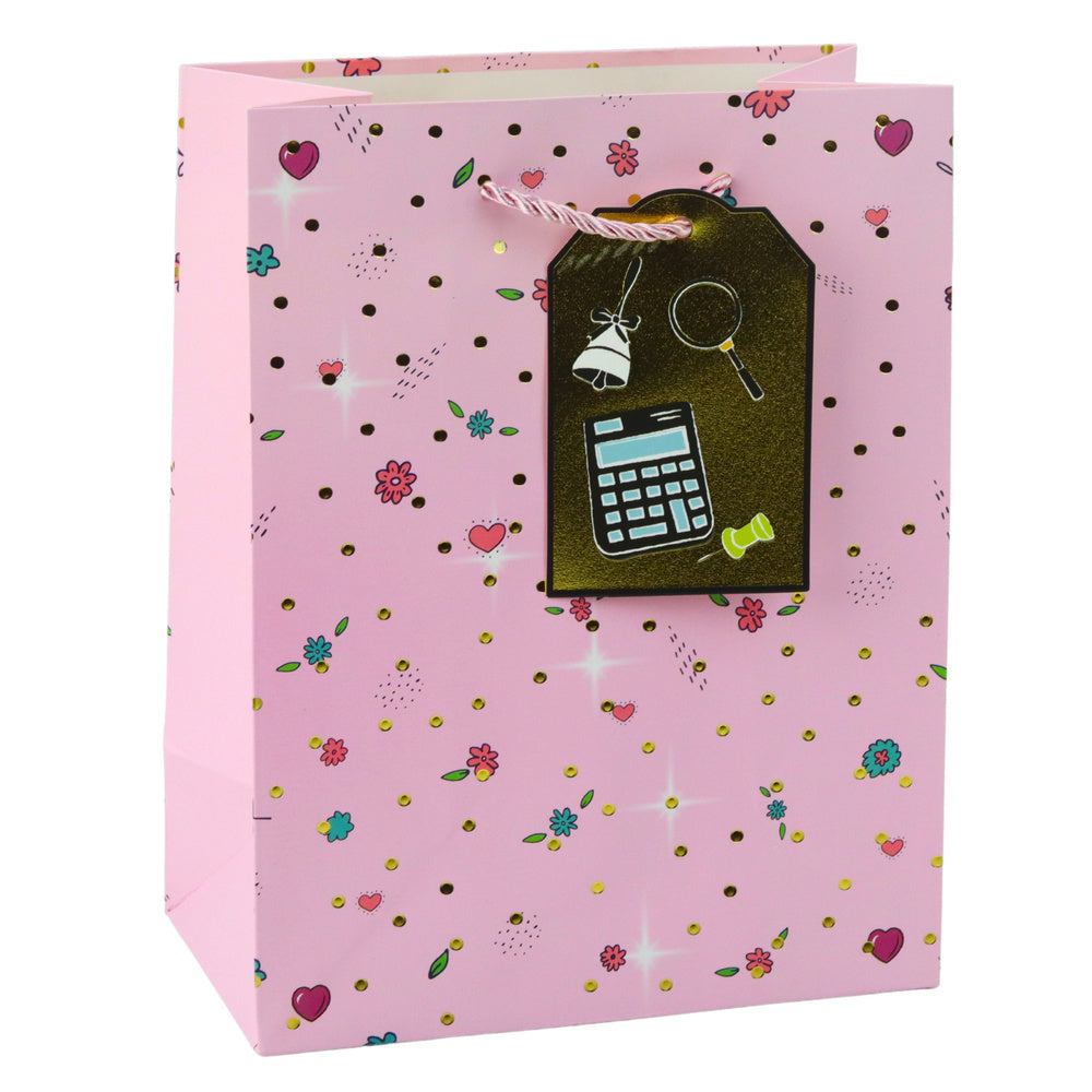 Dárková taška pro žáky a učitele – školní motivy 23x18 cm