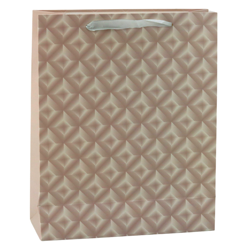 Dárková taška reliéfní 32x26x10 cm – béžová | luxusní