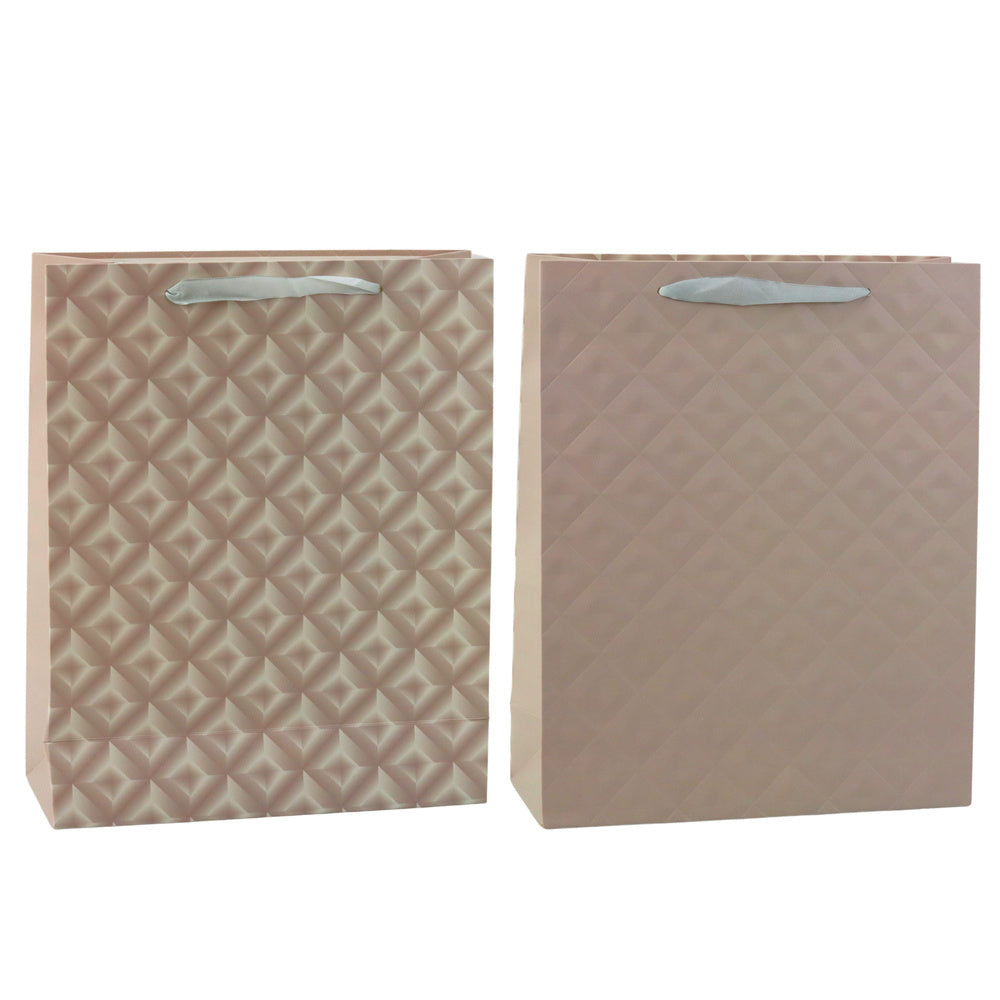 Dárková taška reliéfní 32x26x10 cm – béžová | luxusní