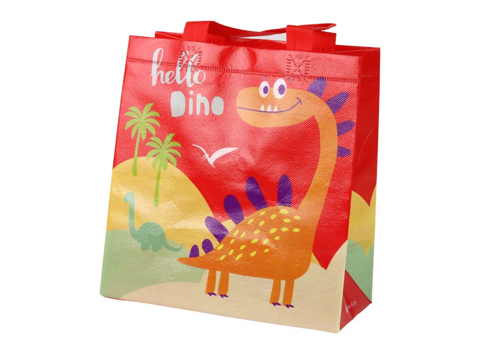 Dárková taška s dinosaurem – 23x21,5x11 cm | červená