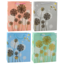 Dárková taška s pampeliškami – zlaté prvky 32x26x12cm