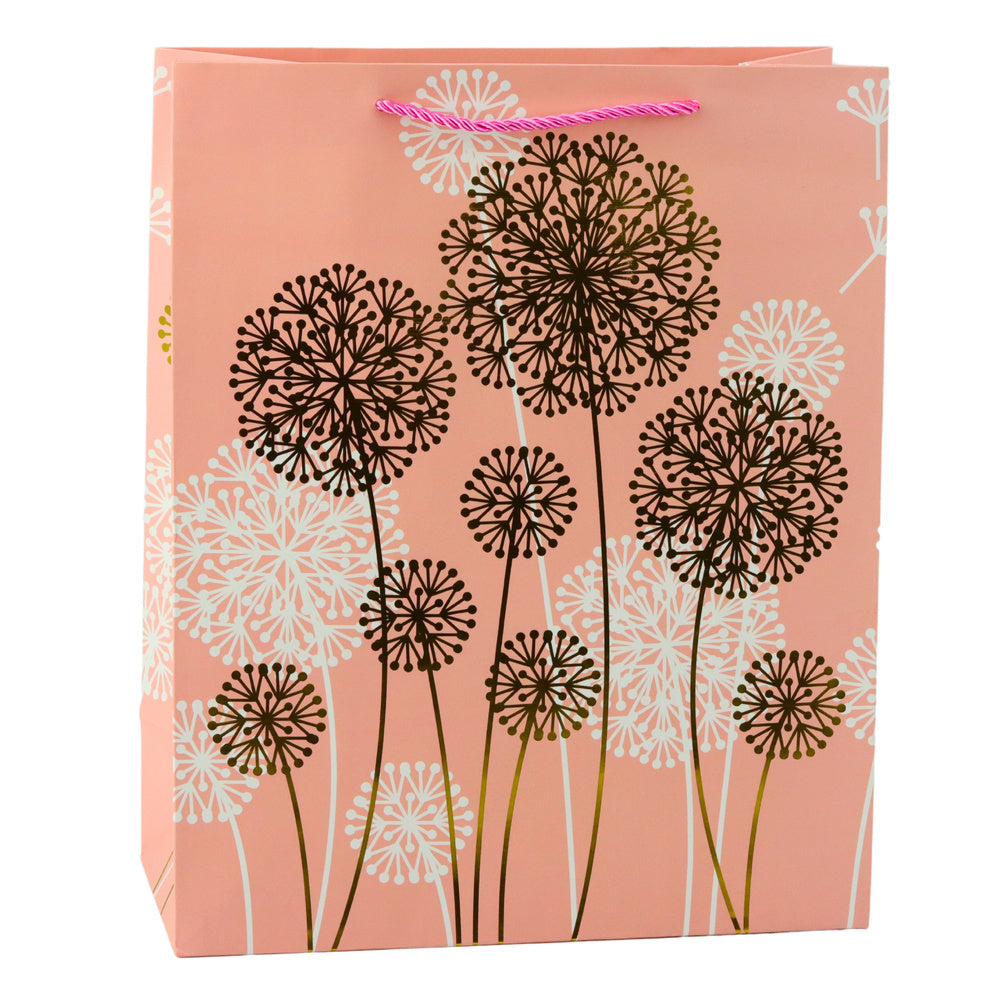 Dárková taška s pampeliškami – zlaté prvky 32x26x12cm