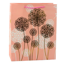 Dárková taška s pampeliškami – zlaté prvky 32x26x12cm