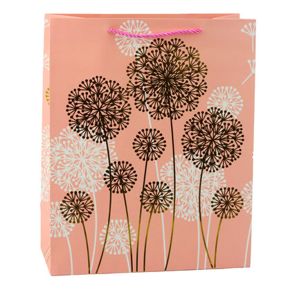 Dárková taška s pampeliškami – zlaté prvky 32x26x12cm