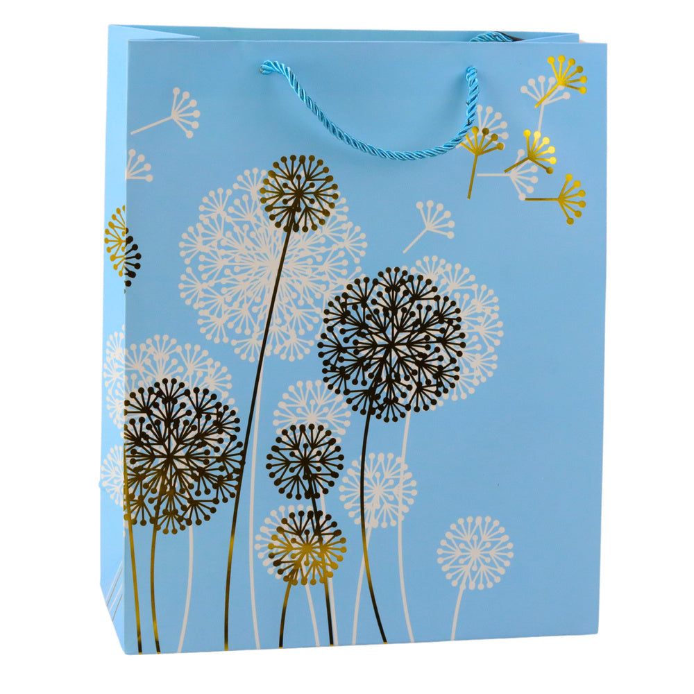 Dárková taška s pampeliškami – zlaté prvky 32x26x12cm