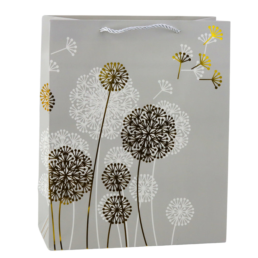 Dárková taška s pampeliškami – zlaté prvky 32x26x12cm