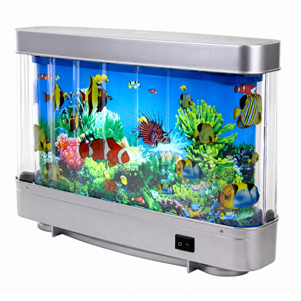 Dekorativní akvárium s LED osvětlením a pohyblivými 3D rybičkami