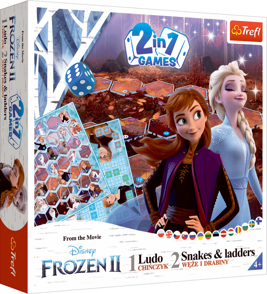 Deskové hry 2v1 Člověče nezlob se a Hadi a žebříky Frozen II – Trefl