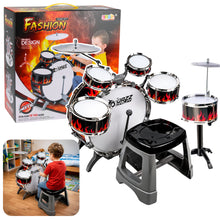 Dětská bicí souprava se 6 bubny a 2 činely včetně stoličky