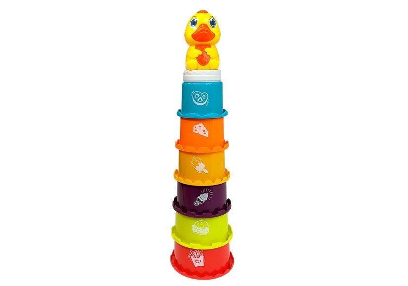 Dětská edukační pyramida s kachničkou – sorter a vodní hračka